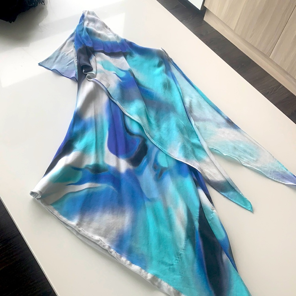 One shoulder Halston Silk dress